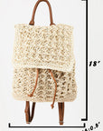 Fame Straw Braided Faux Leather Strap Backpack Bag