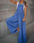 Dim Gray Wide Leg Denim Overalls Sentient Beauty Fashions Apparel & Accessories