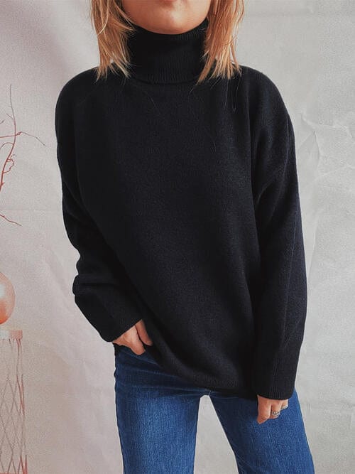 Gray Turtleneck Long Sleeve Sweater Sentient Beauty Fashions Apparel & Accessories