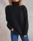 Gray Turtleneck Long Sleeve Sweater