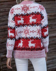 Dark Slate Gray Reindeer & Snowflake Round Neck Sweater Sentient Beauty Fashions Apparel & Accessories