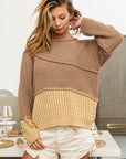 Rosy Brown BiBi Texture Detail Contrast Drop Shoulder Sweater Sentient Beauty Fashions Apparel & Accessories