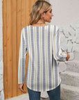 Gray Printed Square Neck Long Sleeve Blouse Sentient Beauty Fashions Apparel & Accessories