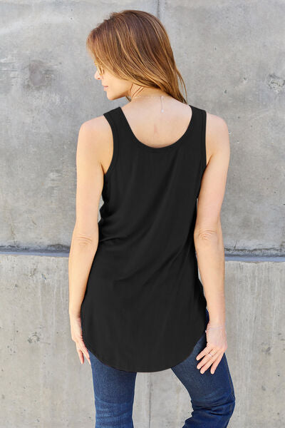Gray Basic Bae Full Size Round Neck Tank Sentient Beauty Fashions Apparel &amp; Accessories