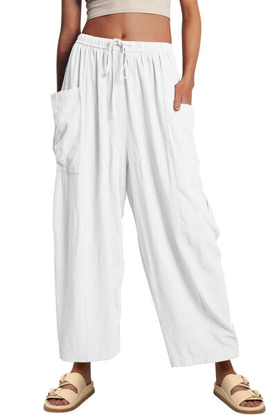 Lavender Full Size Pocketed Drawstring Wide Leg Pants Sentient Beauty Fashions Apparel &amp; Accessories