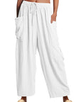 Lavender Full Size Pocketed Drawstring Wide Leg Pants Sentient Beauty Fashions Apparel & Accessories