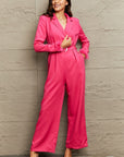Rosy Brown Lapel Collar Long Sleeve Jumpsuit Sentient Beauty Fashions Apparel & Accessories