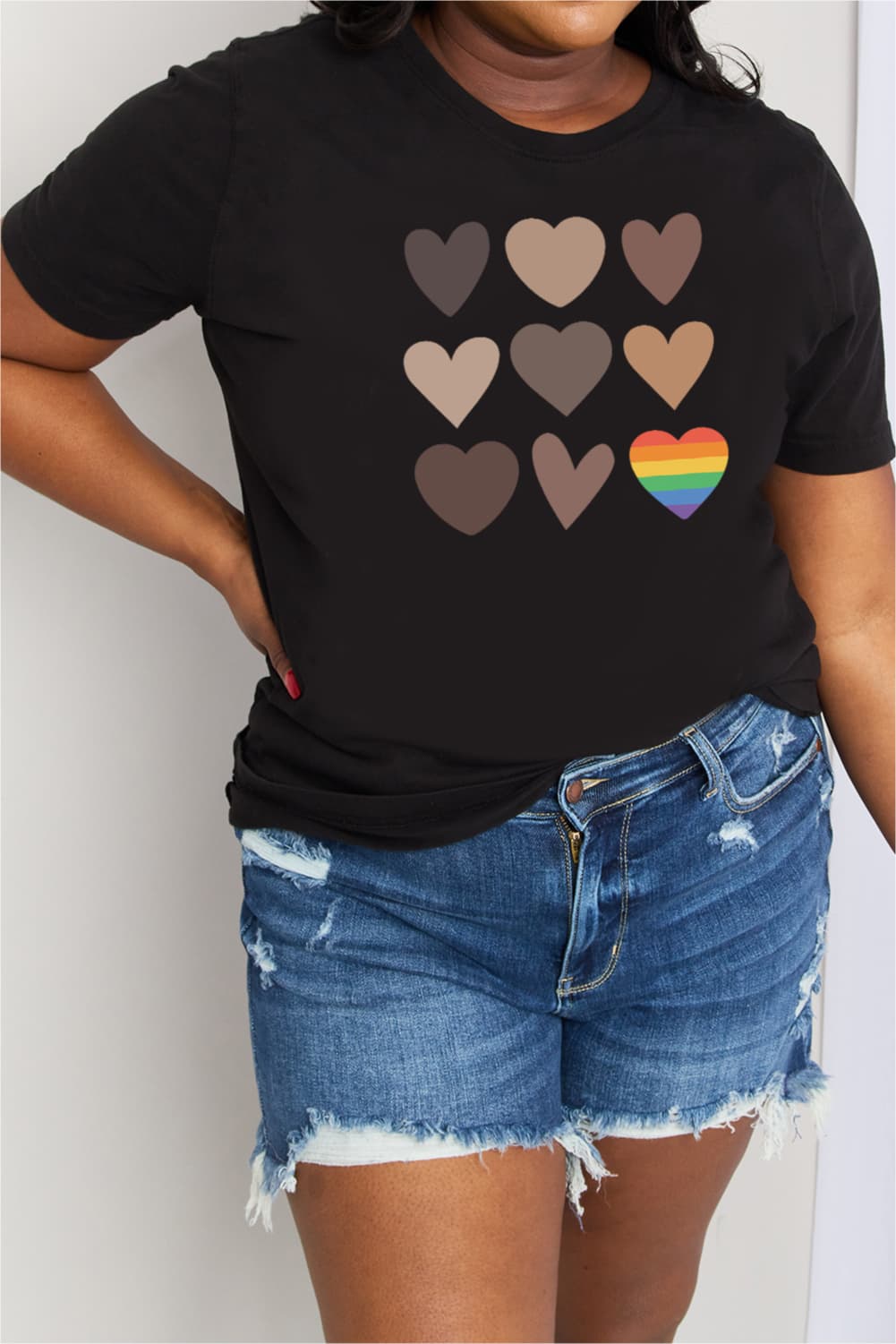 Gray Simply Love Full Size Heart Graphic Cotton Tee Sentient Beauty Fashions Apparel & Accessories