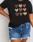 Gray Simply Love Full Size Heart Graphic Cotton Tee Sentient Beauty Fashions Apparel & Accessories