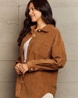 Rosy Brown Ninexis Collared Neck Dropped Shoulder Button-Down Jacket Sentient Beauty Fashions Apparel & Accessories