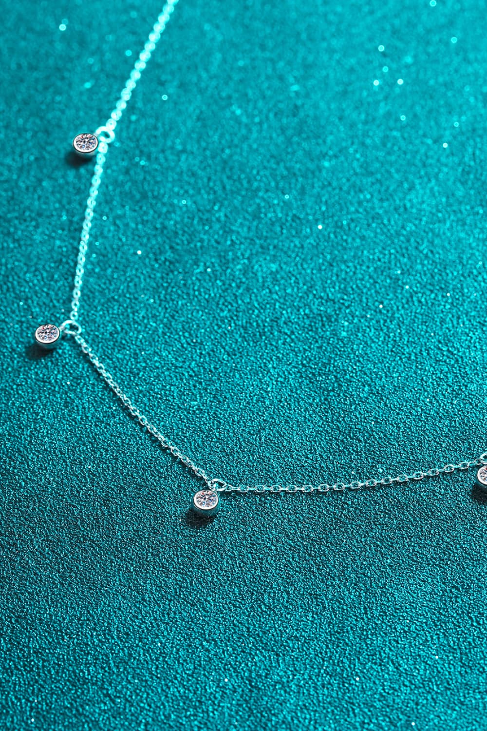 Dark Cyan Moissanite Rhodium-Plated Necklace Sentient Beauty Fashions jewelry