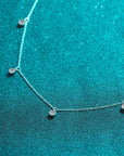 Dark Cyan Moissanite Rhodium-Plated Necklace Sentient Beauty Fashions jewelry