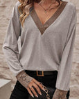 Rosy Brown V-Neck Dropped Shoulder Blouse Sentient Beauty Fashions Apparel & Accessories