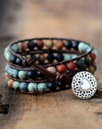 Rosy Brown Handmade Triple Layer Beaded Agate Bracelet Sentient Beauty Fashions jewelry