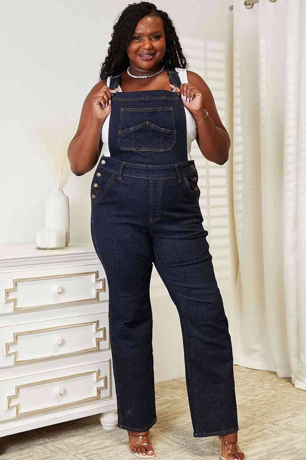 Black Judy Blue Full Size High Waist Classic Denim Overalls Sentient Beauty Fashions Apparel &amp; Accessories