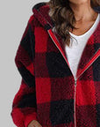 Gray Plaid Zip-Up Hooded Jacket with Pockets Sentient Beauty Fashions Apparel & Accessories