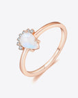 White Smoke 18K Rose Gold-Plated Pear Shape Natural Moonstone Ring Sentient Beauty Fashions rings