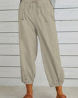 Dark Gray Decorative Button Cropped Pants Sentient Beauty Fashions Apparel & Accessories