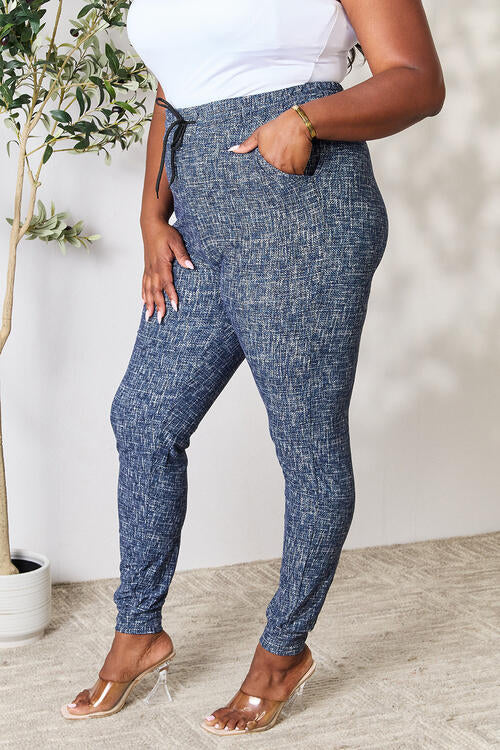 Gray LOVEIT Heathered Drawstring Leggings with Pockets Sentient Beauty Fashions Apparel &amp; Accessories