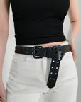 Black Grommet PU Leather Belt Sentient Beauty Fashions *Accessories