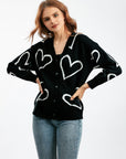 White Smoke Heart Button Down Cardigan Sentient Beauty Fashions Apparel & Accessories