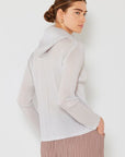 Light Gray Marina West Swim Pleated Hood Jacket with 2 Way Zipper Sentient Beauty Fashions Apparel & Accessories