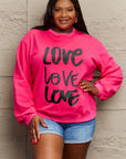 Rosy Brown Simply Love Full Size LOVE Round Neck Sweatshirt Sentient Beauty Fashions Apparel & Accessories
