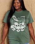 Dark Olive Green Simply Love Full Size Graphic BOO Cotton T-Shirt Sentient Beauty Fashions Apparel & Accessories