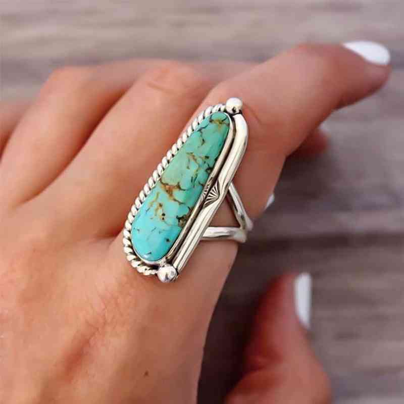Rosy Brown Artificial Turquoise Alloy Ring Sentient Beauty Fashions jewelry