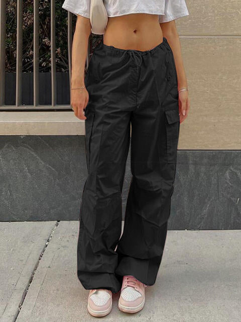 Dark Slate Gray Drawstring Waist Pants with Pockets Sentient Beauty Fashions Apparel &amp; Accessories