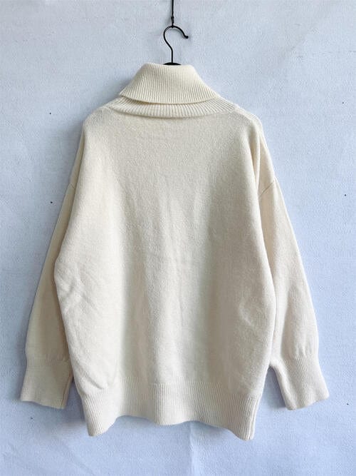 Gray Turtleneck Long Sleeve Sweater