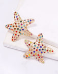 White Smoke Starfish Zinc Alloy Glass Stone Dangle Earrings Sentient Beauty Fashions jewelry