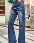 Gray Buttoned Loose Fit Jeans with Pockets Sentient Beauty Fashions Apparel & Accessories