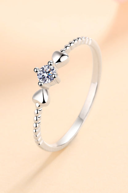 Bisque Moissanite Heart 925 Sterling Silver Ring