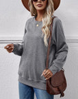 Gray Round Neck Long Sleeve Sweatshirt Sentient Beauty Fashions Apparel & Accessories