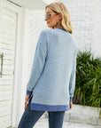 Light Gray Round Neck Long Sleeve Blouse