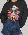 Dark Slate Gray Simply Love Simply Love Full Size Flower Skeleton Graphic Sweatshirt Sentient Beauty Fashions Apparel & Accessories