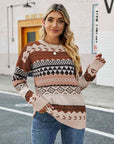 Gray Round Neck Drop Shoulder Sweater