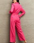Rosy Brown Lapel Collar Long Sleeve Jumpsuit Sentient Beauty Fashions Apparel & Accessories