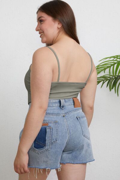 Gray Basic Bae Full Size Round Neck Slim Cami Sentient Beauty Fashions Apparel &amp; Accessories