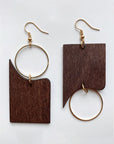 Light Gray Geometrical Shape Wooden Dangle Earrings Sentient Beauty Fashions jewelry