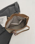 Dark Slate Gray PU Leather Tied Contrast Tote Bag Sentient Beauty Fashions *Accessories