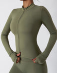 Dim Gray Zip Up Mock Neck Active Outerwear Sentient Beauty Fashions Apparel & Accessories