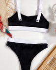 Black Color Block Scoop Neck Bikini Set Sentient Beauty Fashions Apparel & Accessories