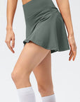 Light Gray High Waist Wide Waistband Active Skirt Sentient Beauty Fashions Apparel & Accessories