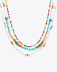 White Smoke Multicolored Bead Necklace Three-Piece Set Sentient Beauty Fashions jewelry