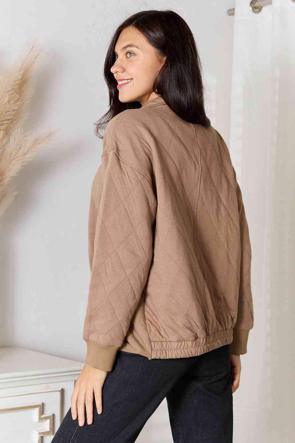 Gray Heimish Full Size Zip-Up Jacket with Pockets