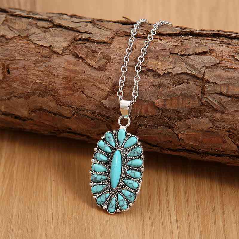 Sienna Artificial Turquoise Pendant Alloy Necklace Sentient Beauty Fashions jewelry