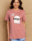 Rosy Brown Simply Love Full Size BOO Graphic Cotton Tee Sentient Beauty Fashions Apparel & Accessories