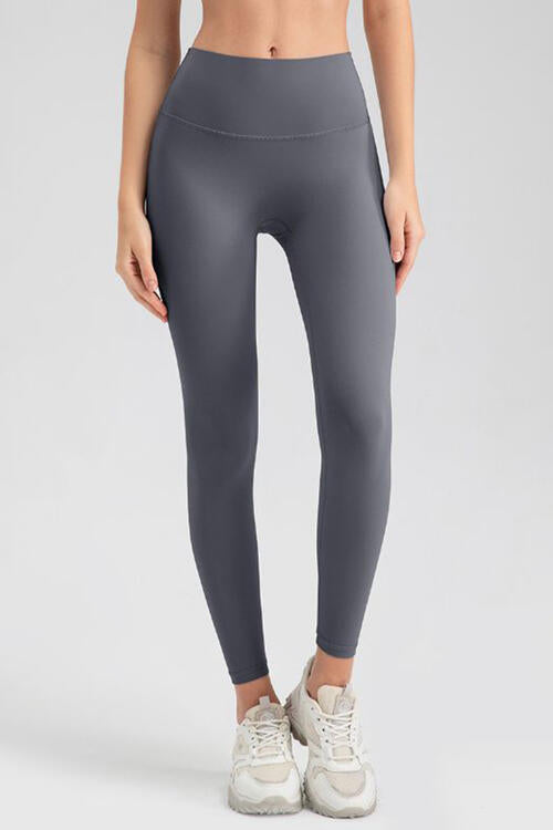 Light Gray Wide Waistband Sport Leggings Sentient Beauty Fashions Apparel & Accessories